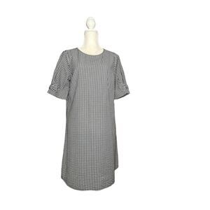 vintage belk women gingham Mini Dress black White tunic dress sz s
